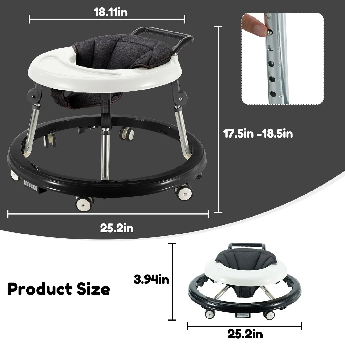 Fold, Adjust & Grow: The Ultimate 5-Height Baby Walker & Activity Center Baby Bumpers