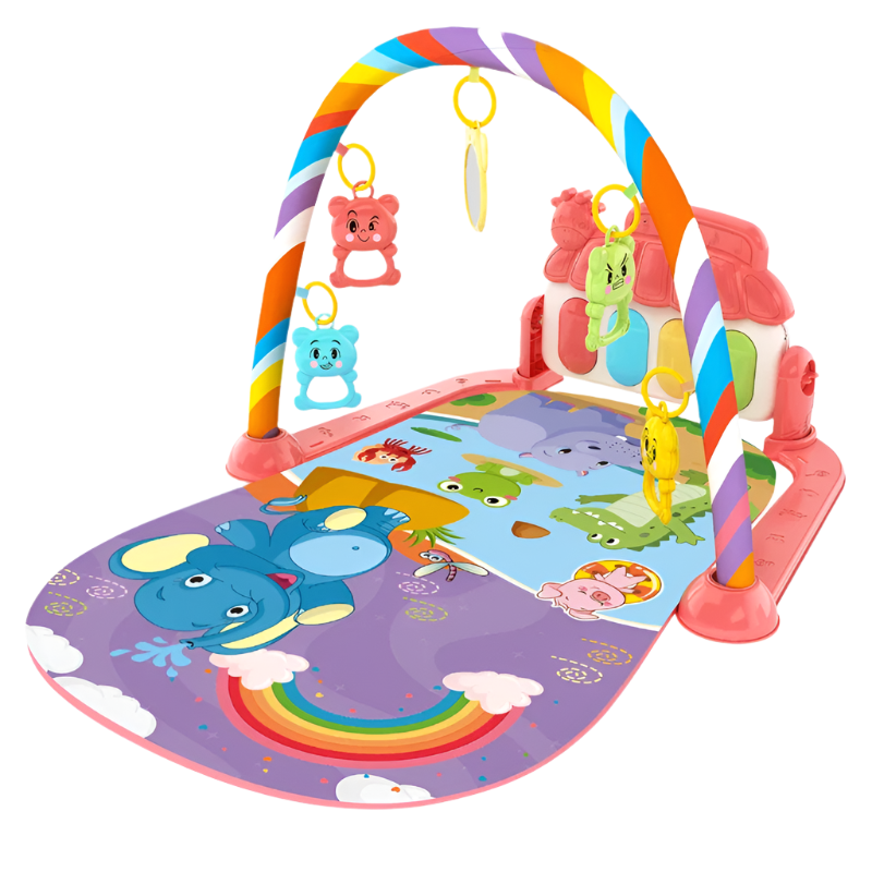 Baby Kick & Play Piano Gym – Tummy Time Activity Mat with Removable Toys & Lights