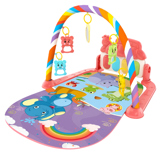 Gimnasio de piano para bebés: tapete de actividades para jugar boca abajo con juguetes y luces extraíbles