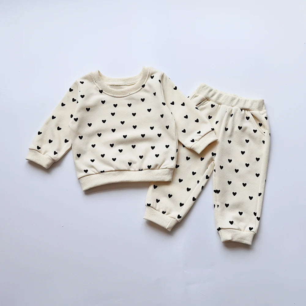 Heart Print Hoodie Set – Cozy Casual