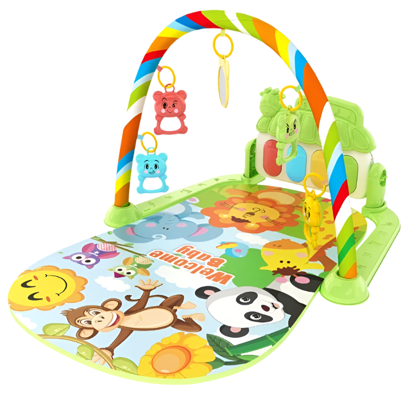 Baby Kick & Play Piano Gym – Tummy Time Activity Mat with Removable Toys & Lights