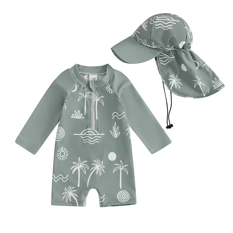Baby Boys Rash Guard Set – Turtle & Dinosaur Print - image 14