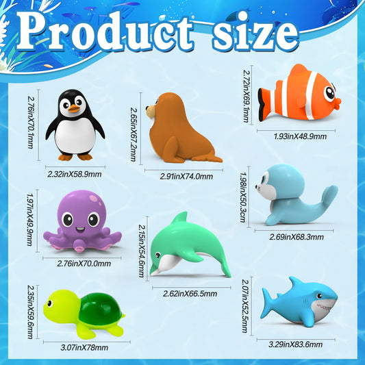 Baby Sea Animal Bath Toy Set – 8pc Mould-Resistant Water Toys - image 2