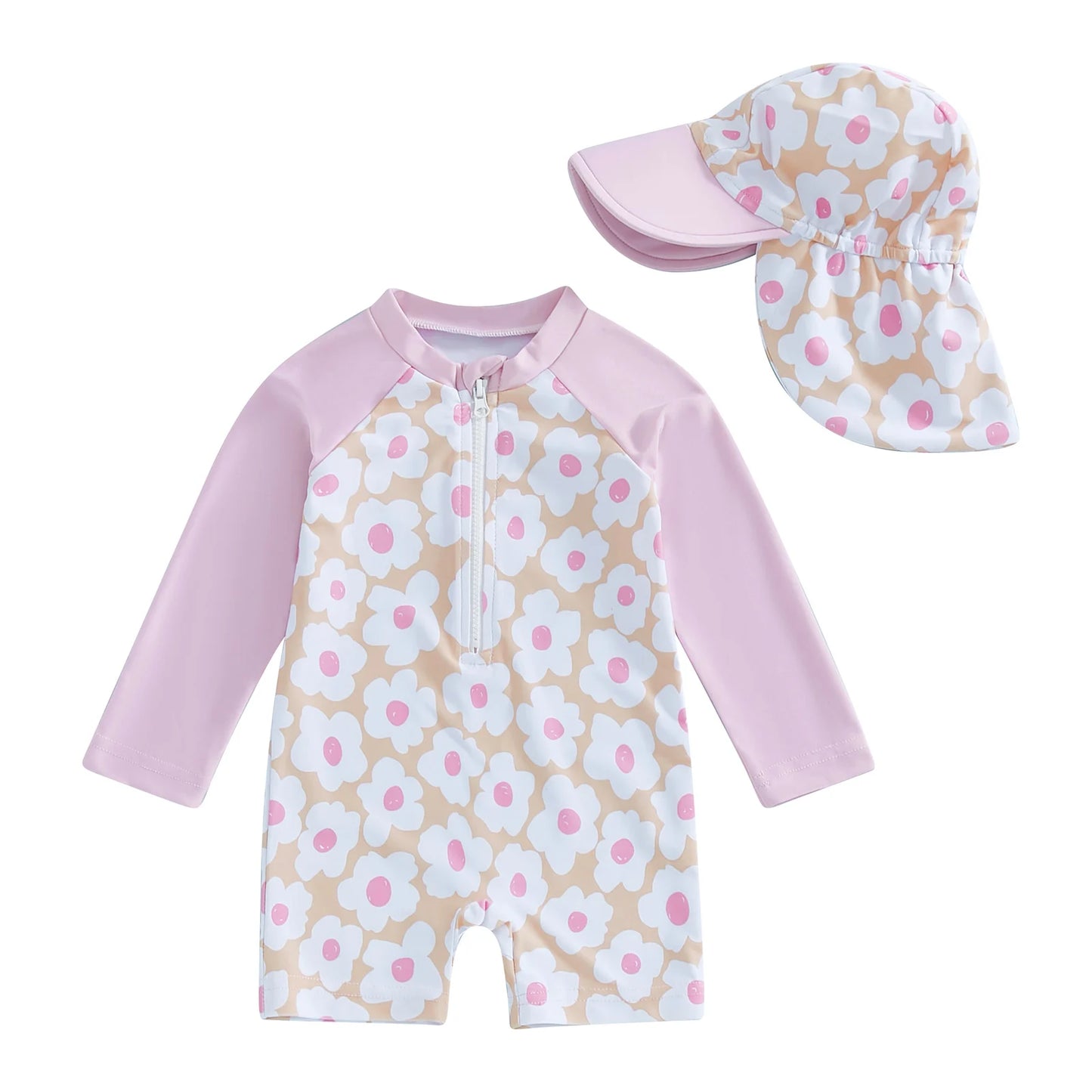 Baby Girls Rash Guard Set – Floral & Flamingo Print - image 11