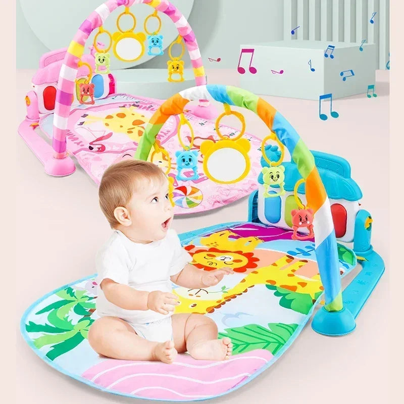 Baby Kick & Play Piano Gym – Tummy Time Activity Mat with Removable Toys & Lights