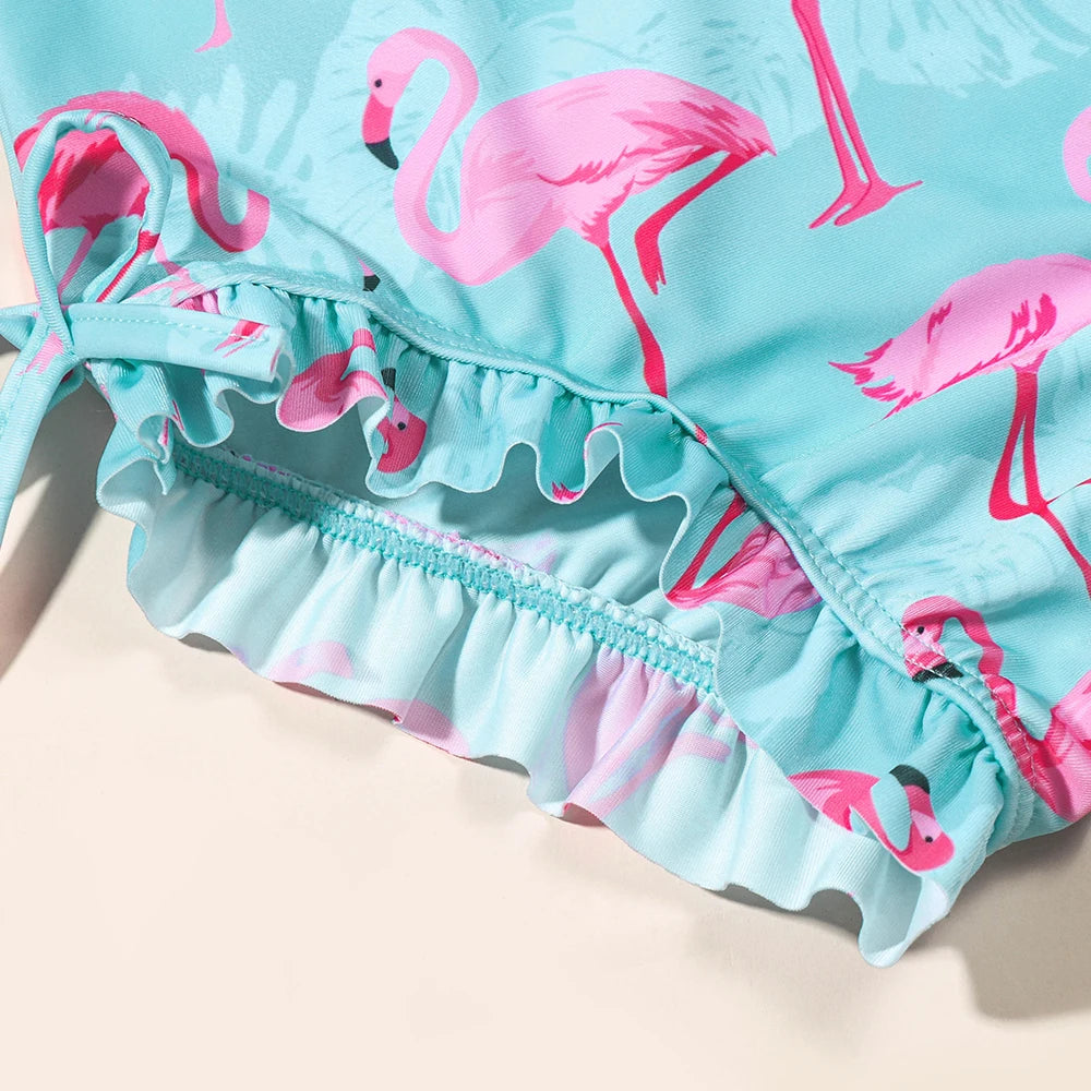 Girls Flamingo Swimsuit – Long Sleeve UV One-Piece