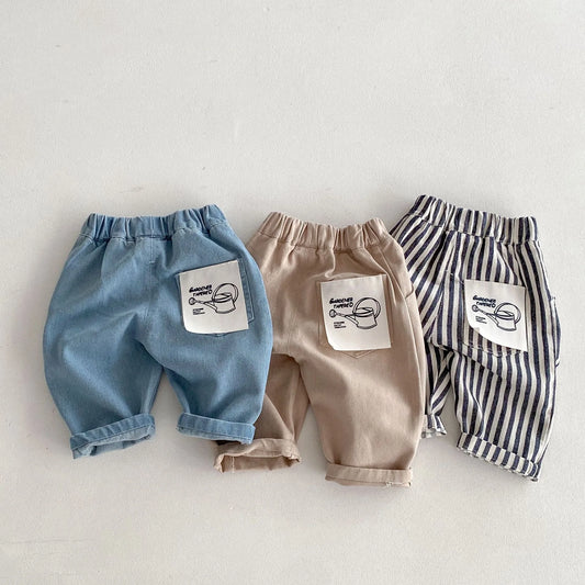 Denim Pants – Soft Striped Casual Trousers