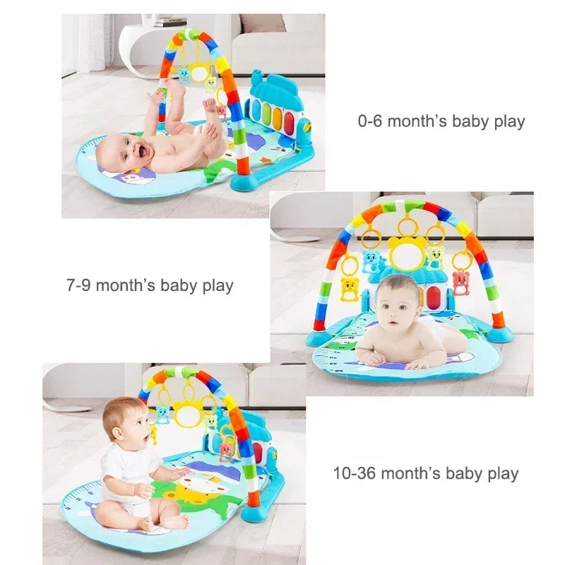 Baby Kick & Play Piano Gym – Tummy Time Activity Mat with Removable Toys & Lights