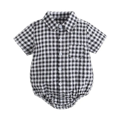 Baby Boy Plaid Bodysuit – Soft Summer Cotton Onesie