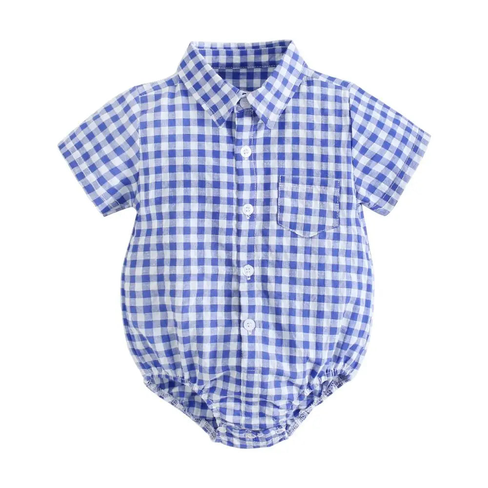 Baby Boy Plaid Bodysuit – Soft Summer Cotton Onesie