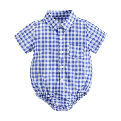 Baby Boy Plaid Bodysuit – Soft Summer Cotton Onesie