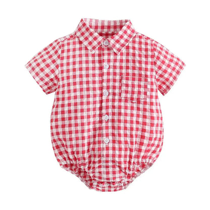 Baby Boy Plaid Bodysuit – Soft Summer Cotton Onesie