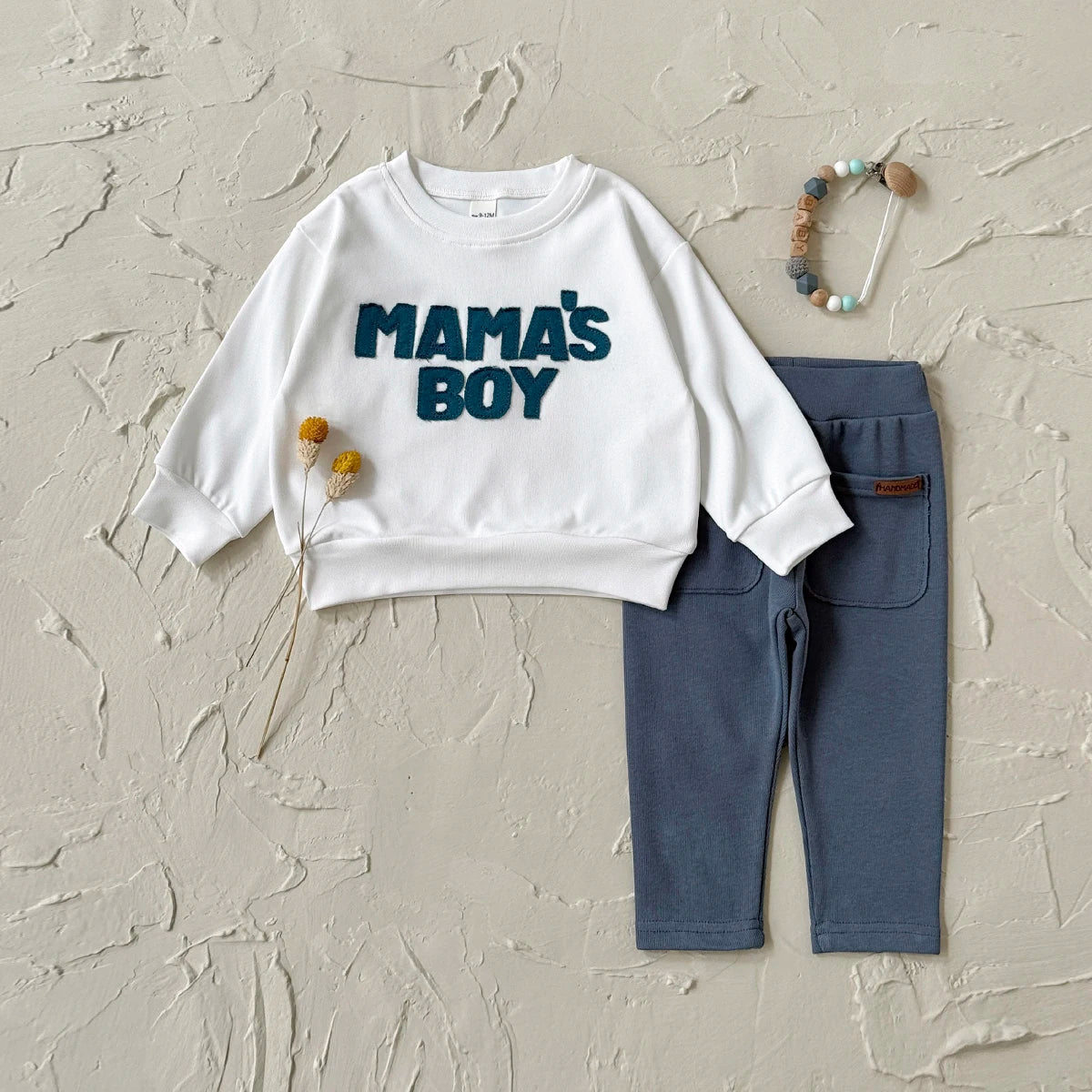 Baby "MAMA'S BOY" Graphic Sweatshirt Set – Warm Suit