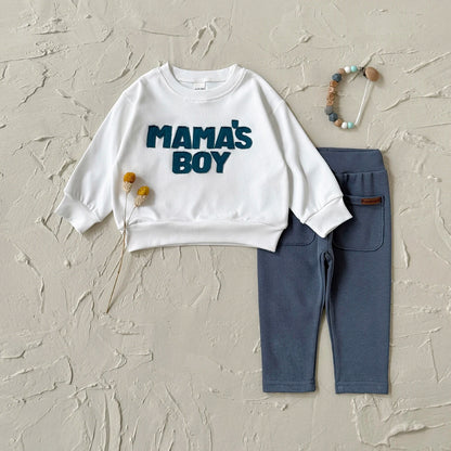 Baby "MAMA'S BOY" Graphic Sweatshirt Set – Warm Suit