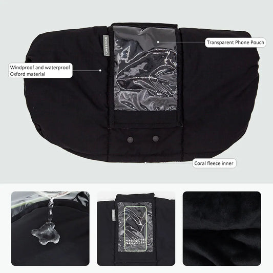 Cozy Winter Stroller Gloves with Phone Pocket & Warm Hand Guards Baby Bumpers