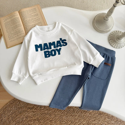 Baby "MAMA'S BOY" Graphic Sweatshirt Set – Warm Suit