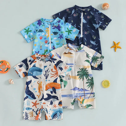 Baby Rash Guard – Shark Print Long Sleeve Zip Up