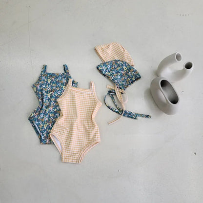 Baby Girl Swimwear Set – One-Piece with Sun Hat