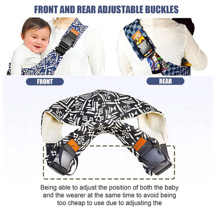 Adjustable baby carrier side sling lifestyle and fit detail