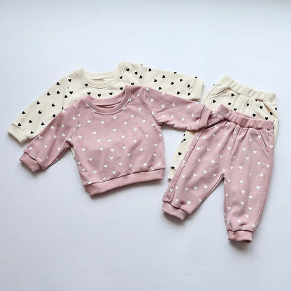 Heart Print Hoodie Set – Cozy Casual
