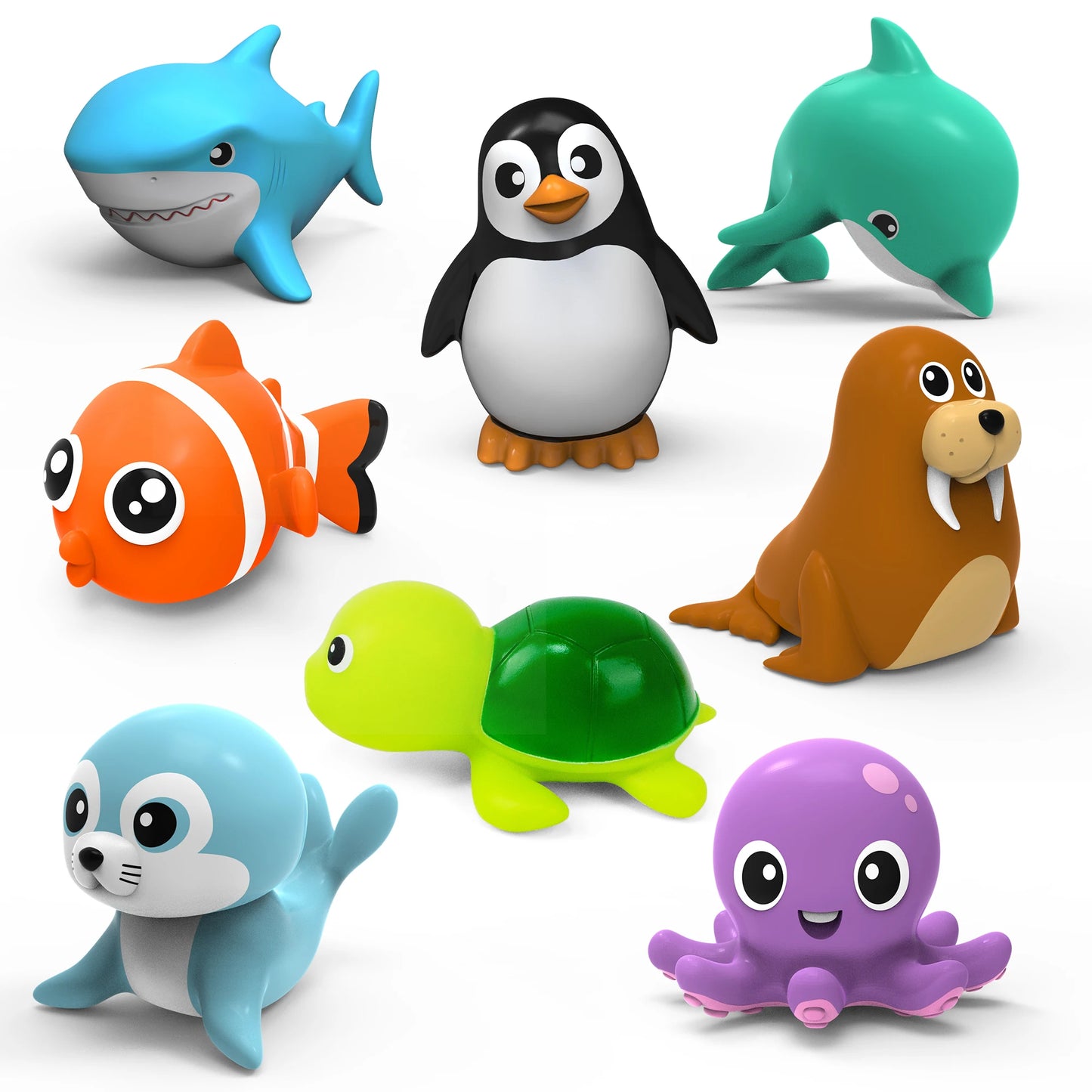 Baby Sea Animal Bath Toy Set – 8pc Mould-Resistant Water Toys