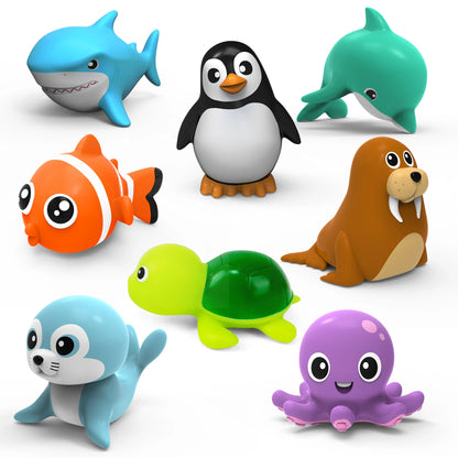 Baby Sea Animal Bath Toy Set – 8pc Mould-Resistant Water Toys