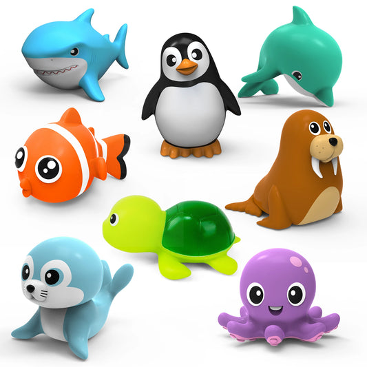 Baby Sea Animal Bath Toy Set – 8pc Mould-Resistant Water Toys