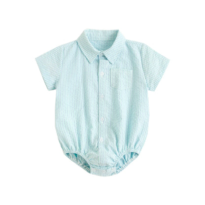 Baby Boy Plaid Bodysuit – Soft Summer Cotton Onesie