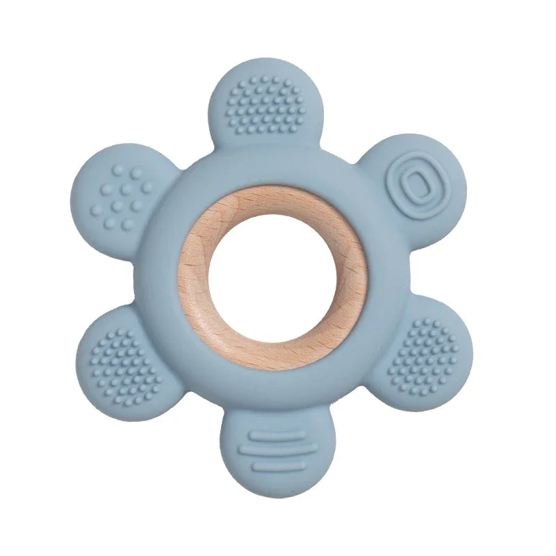 Baby Silicone Wood Teether Ring – Safe Soothing Chew Toy