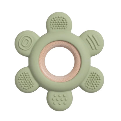 Baby Silicone Wood Teether Ring – Safe Soothing Chew Toy