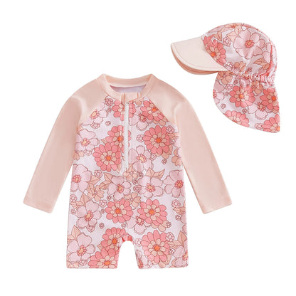 Baby Girls Rash Guard Set – Floral & Flamingo Print - image 7