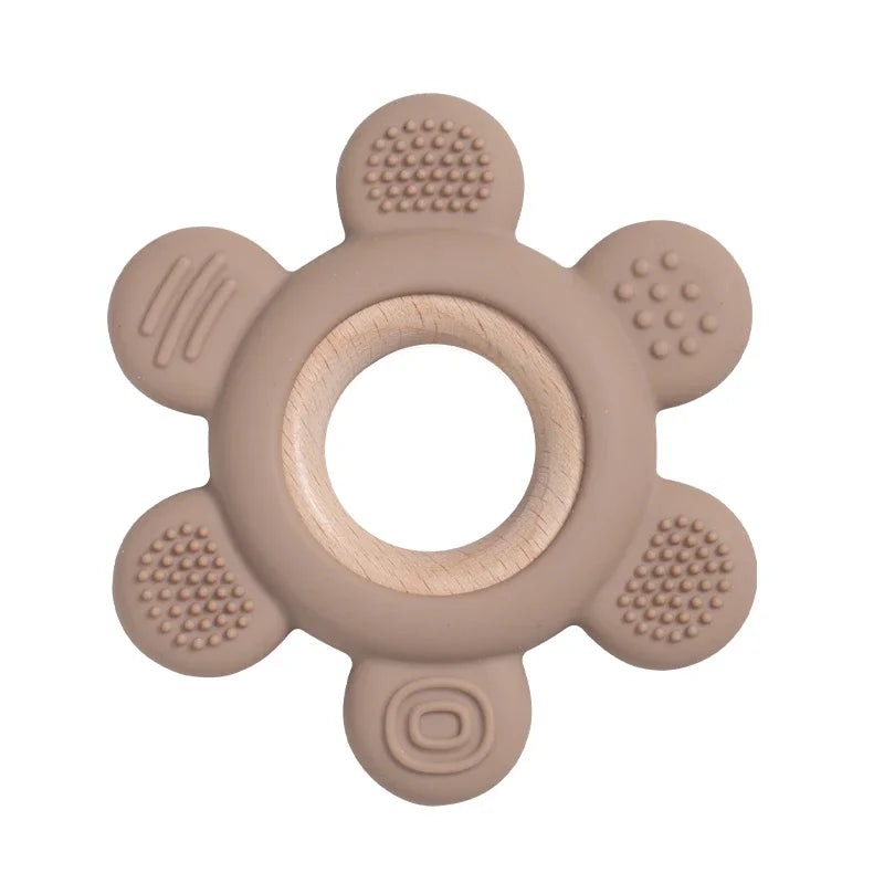 Baby Silicone Wood Teether Ring – Safe Soothing Chew Toy