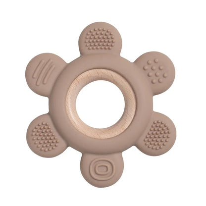 Baby Silicone Wood Teether Ring – Safe Soothing Chew Toy
