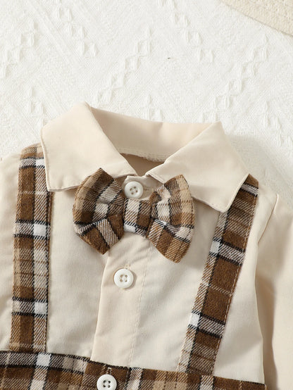Baby Boy Gentleman Set – Suspenders Jumpsuit & Hat - image 4
