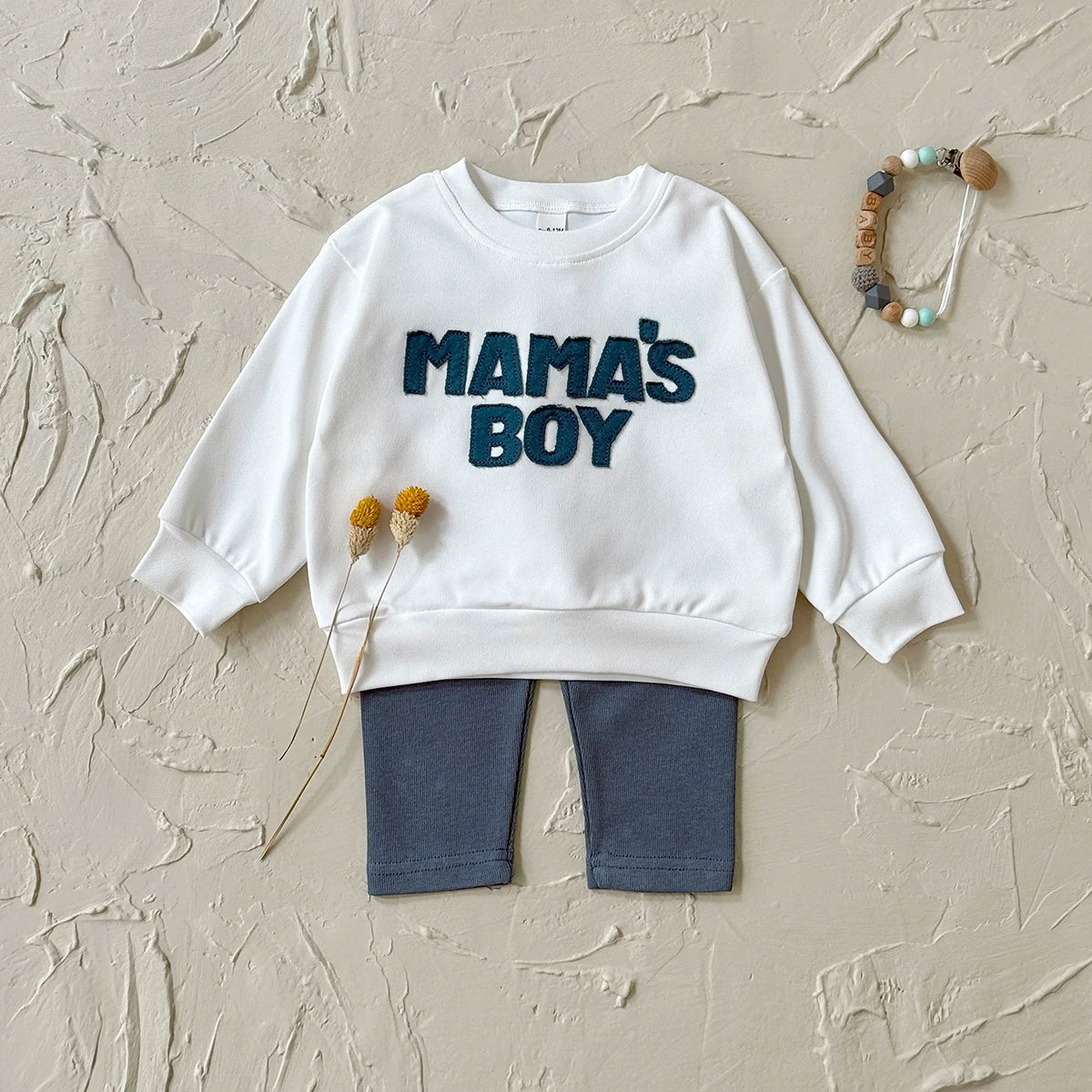Baby "MAMA'S BOY" Graphic Sweatshirt Set – Warm Suit