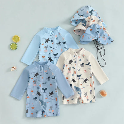 Baby Boys Rash Guard Set – Marine Animal Print