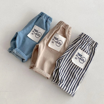 Denim Pants – Soft Striped Casual Trousers