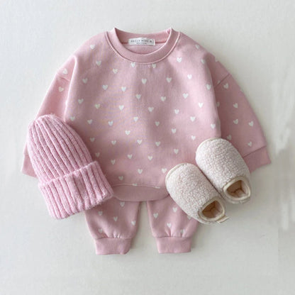 Heart Print Hoodie Set – Cozy Casual