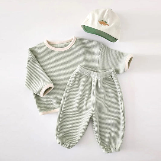 Korean Waffle Suit – Comfy 2-Piece Set