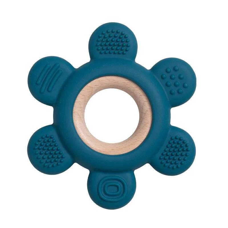 Baby Silicone Wood Teether Ring – Safe Soothing Chew Toy