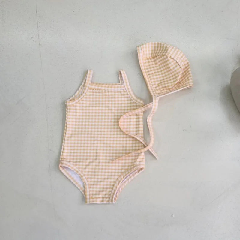 Baby Girl Swimwear Set – One-Piece with Sun Hat