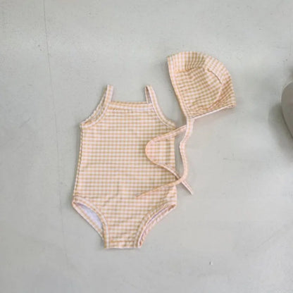 Baby Girl Swimwear Set – One-Piece with Sun Hat