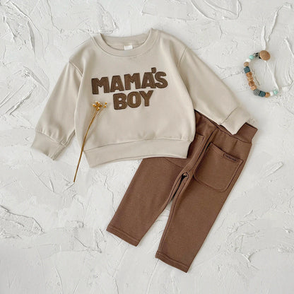 Baby "MAMA'S BOY" Graphic Sweatshirt Set – Warm Suit