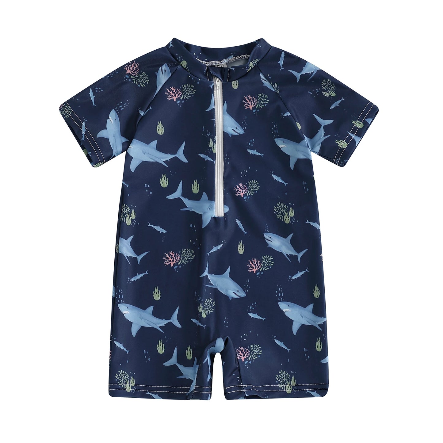 Baby Rash Guard – Shark Print Long Sleeve Zip Up