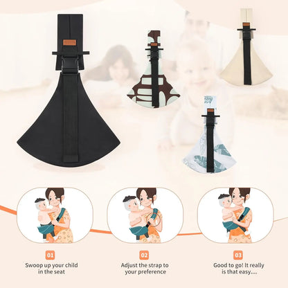Adjustable baby carrier side sling lifestyle and fit detail