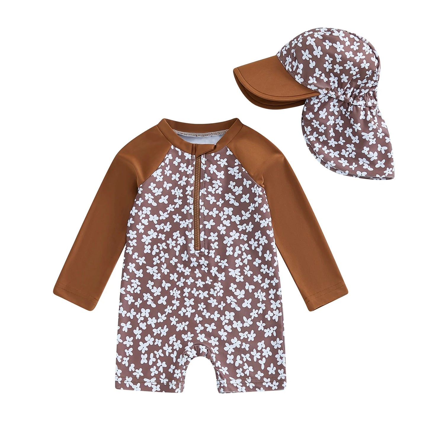 Baby Girls Rash Guard Set – Floral & Flamingo Print - image 9