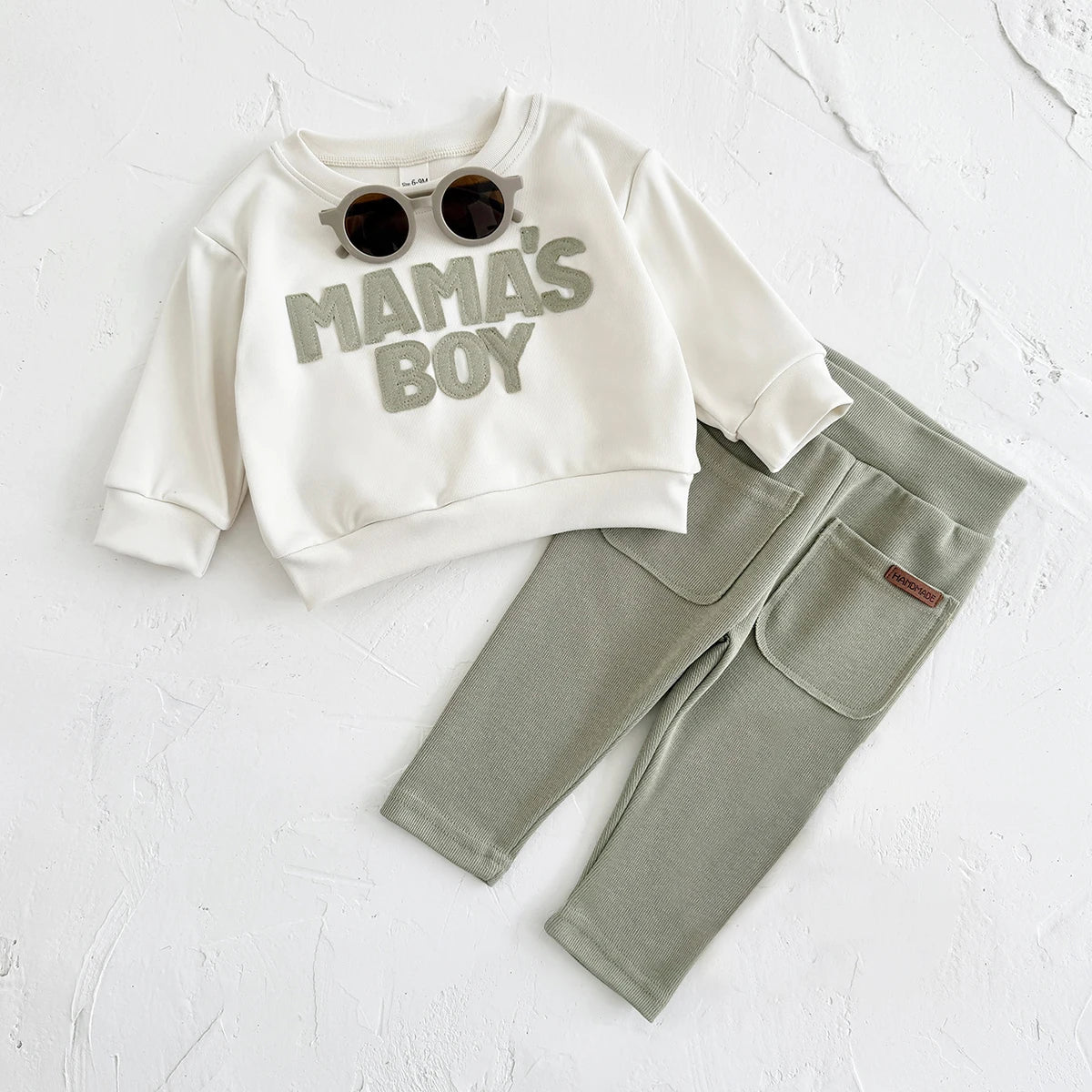 Baby "MAMA'S BOY" Graphic Sweatshirt Set – Warm Suit