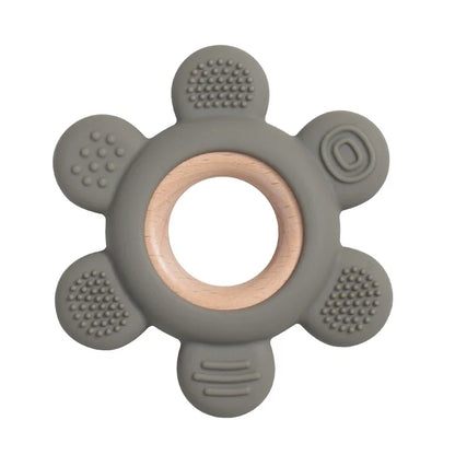 Baby Silicone Wood Teether Ring – Safe Soothing Chew Toy