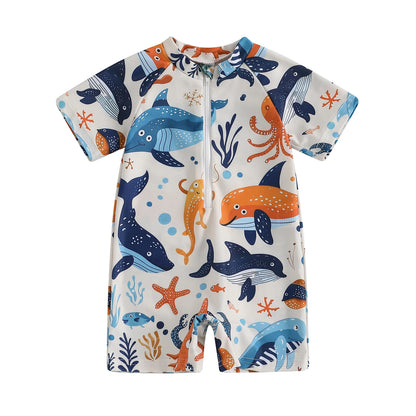 Baby Rash Guard – Shark Print Long Sleeve Zip Up