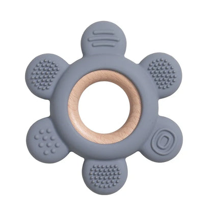 Baby Silicone Wood Teether Ring – Safe Soothing Chew Toy